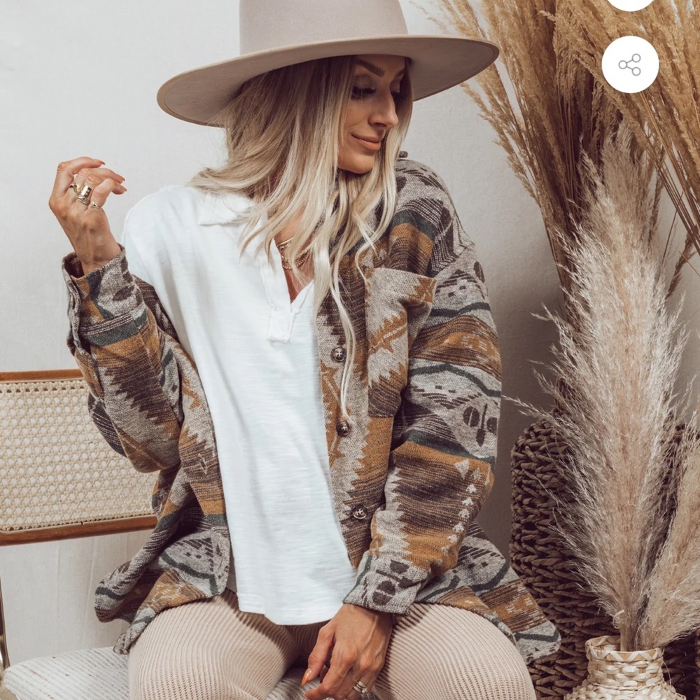 Aztec Collared Oversized Jacket - image 3